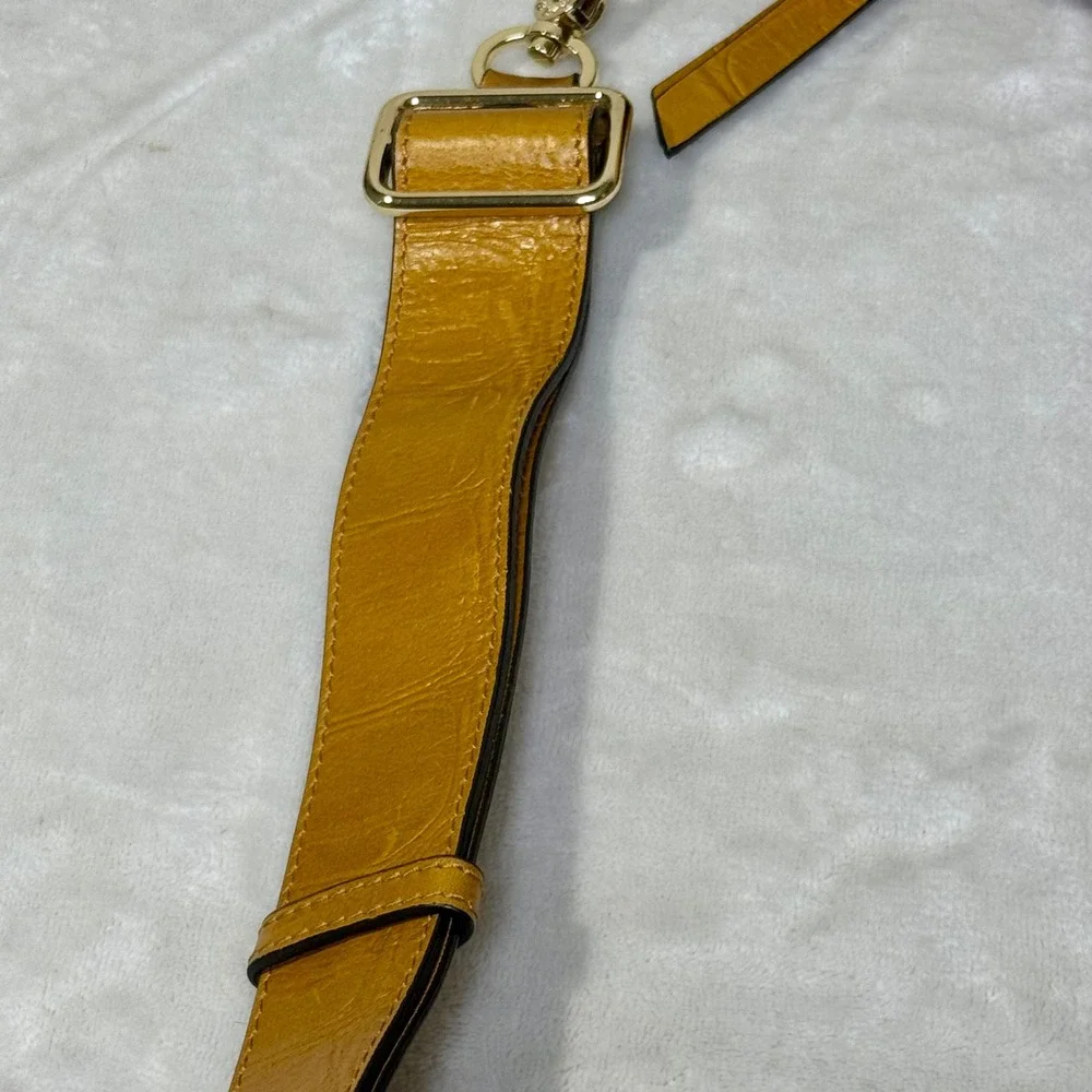 Abro Leather Purse Crocodile Embossed Crossbody Bag Mustard Yellow Fall Autumn